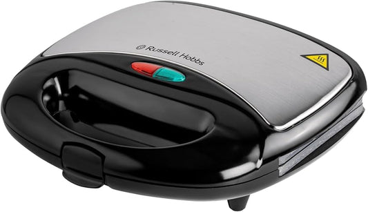 Russell Hobbs RST750WM 750W Waffle Maker | Non-Stick Plates, Cool-Touch Handle, LED Indicators, Overheat Protection | Compact Design | Black/Silver | 2-Year Warranty