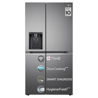 LG GL-L257CPZ3 635 L Side-by-Side Refrigerator (Shiny Steel) | Inverter Compressor, DoorCooling+, AI ThinQ Wi-Fi, Water & Ice Dispenser, Hygiene Fresh+