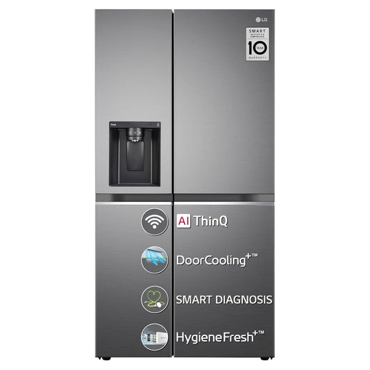 LG GL-L257CPZ3 635 L Side-by-Side Refrigerator (Shiny Steel) | Inverter Compressor, DoorCooling+, AI ThinQ Wi-Fi, Water & Ice Dispenser, Hygiene Fresh+