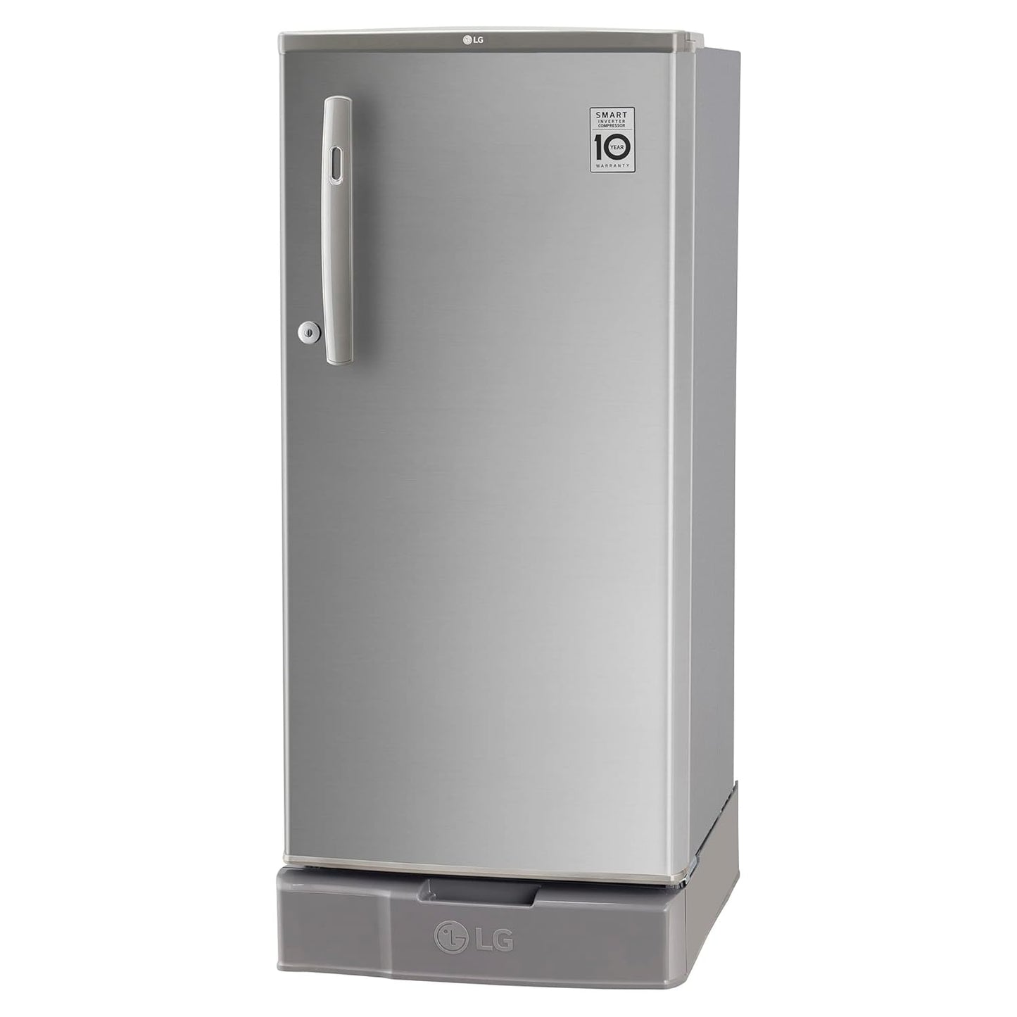 LG GL-D199OPZD 185 L Direct Cool Single Door 3 Star Refrigerator with Base Drawer with Fast Ice Making  (Shiny Steel)