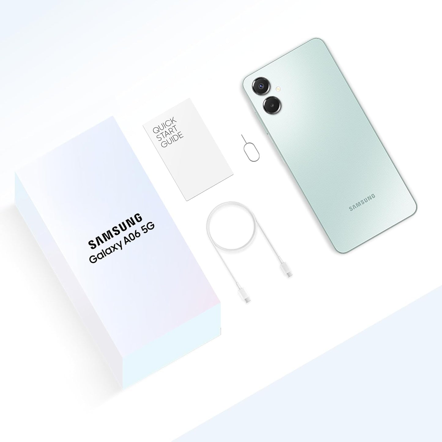 Samsung Galaxy A06 5G (Light Green, 4GB RAM, 128GB Storage)| True 5G with 12 5G Bands | 50MP Dual Camera | 4 Gen Updates | IP54 | Voice Focus With 25W Adapter