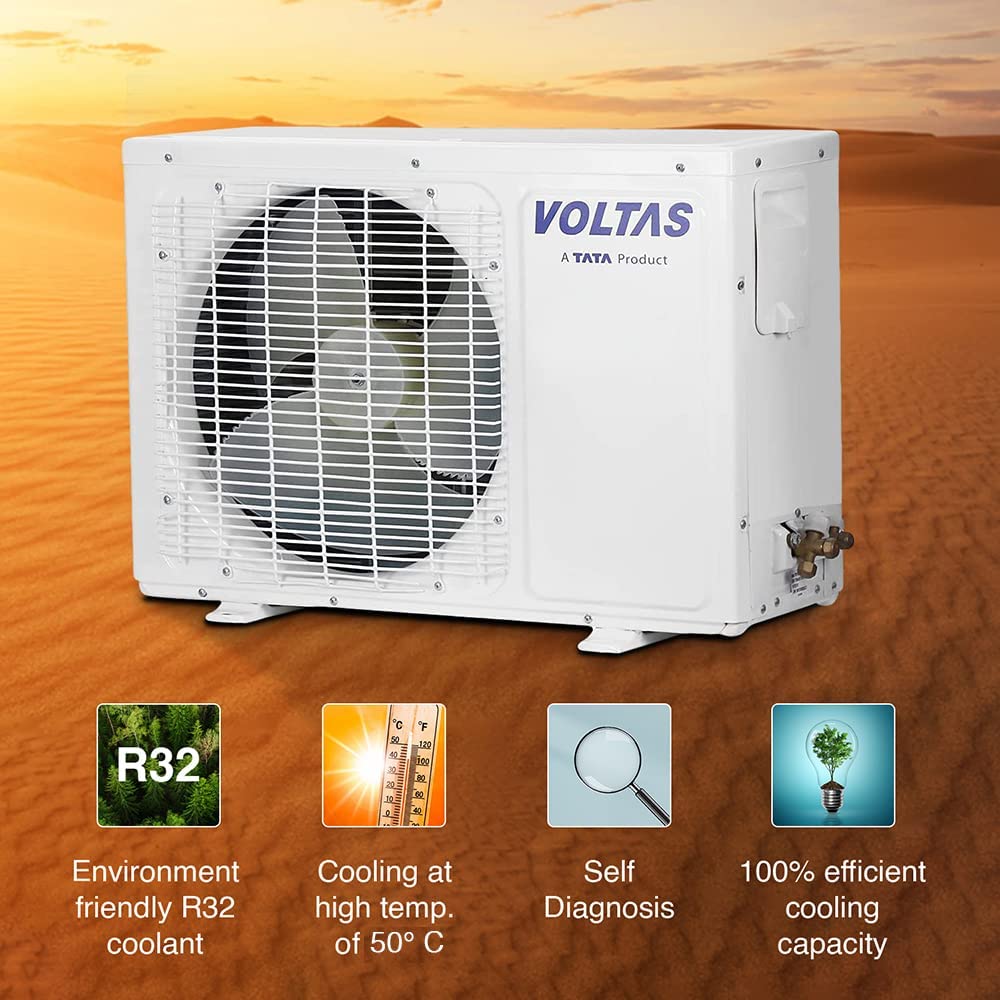 Voltas 185V Vectra Prism 1.5 Ton 5 Star Inverter Split AC | 4-in-1 Adjustable Mode, Turbo Cooling, Anti-Dust Filter, Copper Condenser, R32 Refrigerant – White | Suraj Electronics
