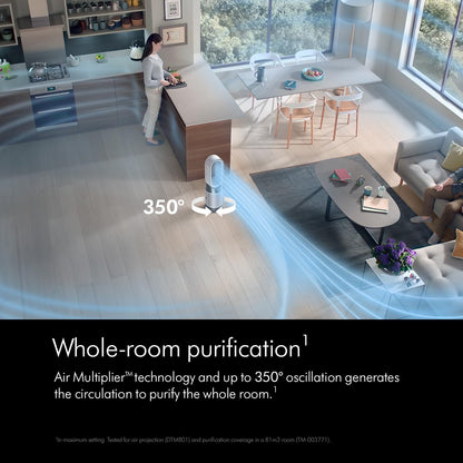Dyson HP10 Hot+Cool Gen1 Air Purifier – HEPA H13 Filter, 99.95% Filtration, Heating & Cooling, 350° Oscillation, Real-Time Air Monitoring (White/Silver)