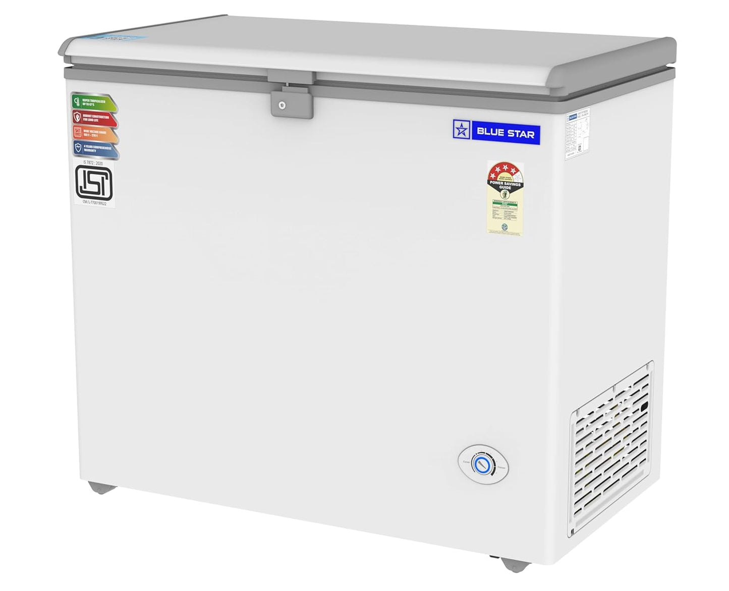 Blue Star CF4-230NEYW 215 Litre Double Door Deep Freezer | R290 Eco Refrigerant | Direct Cooling | 4 Star Energy Rated | White