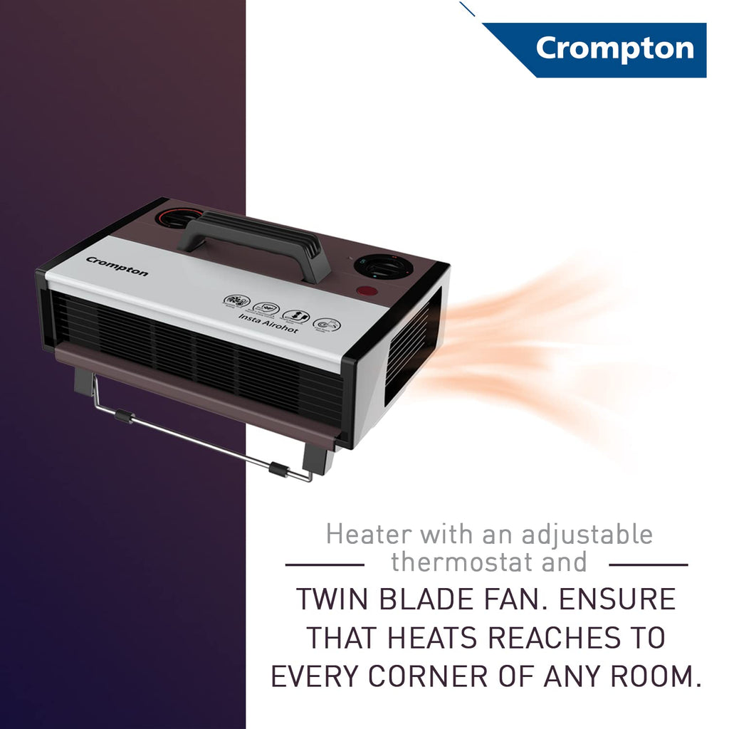 Crompton Insta Airohot 2000W Heat Convector Room Heater with Adjustable Thermostat, Overheat Protection & ISI Certification – Maroon