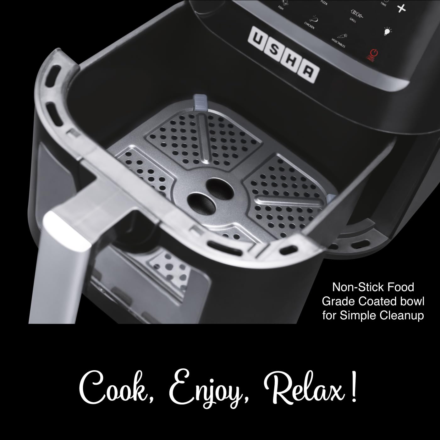 Usha Smart Air Fryer 4.5L | 10-in-1 Functions | 1350W Turbo Air Circulation | Auto Pause | Suraj Electronics Delhi NCR