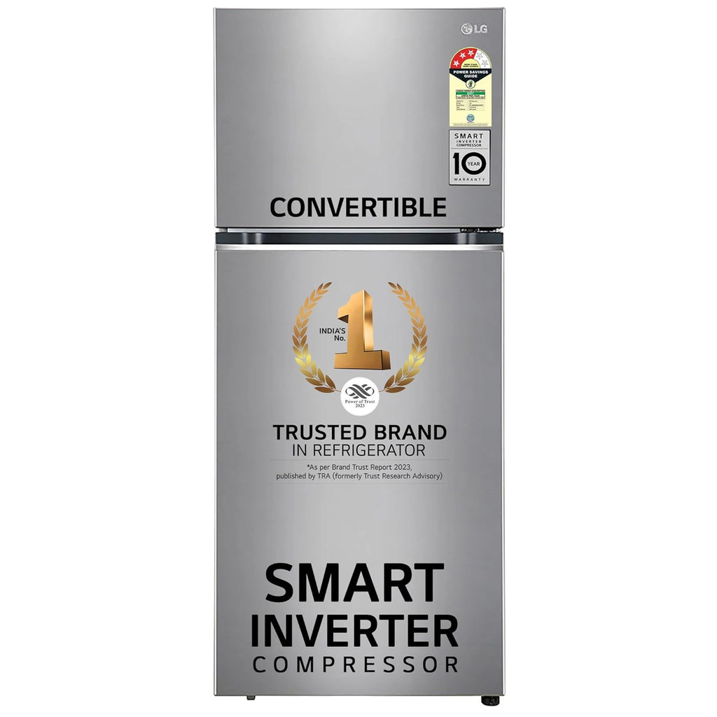 LG GL-S412SPZY 408 L 2 Star Frost-Free Smart Inverter Double Door Refrigerator ( Shiny Steel, Convertible)