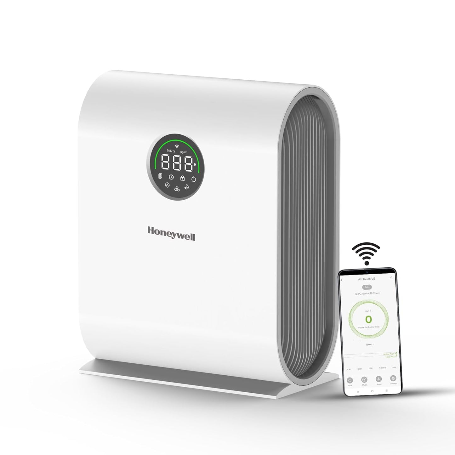 Honeywell Air Touch V5 Smart Air Purifier | 4-Stage Filtration | H13 HEPA Filter | Wi-Fi App &amp; Voice Control | 589 Sq.Ft Coverage | Suraj Electronics Delhi NCR