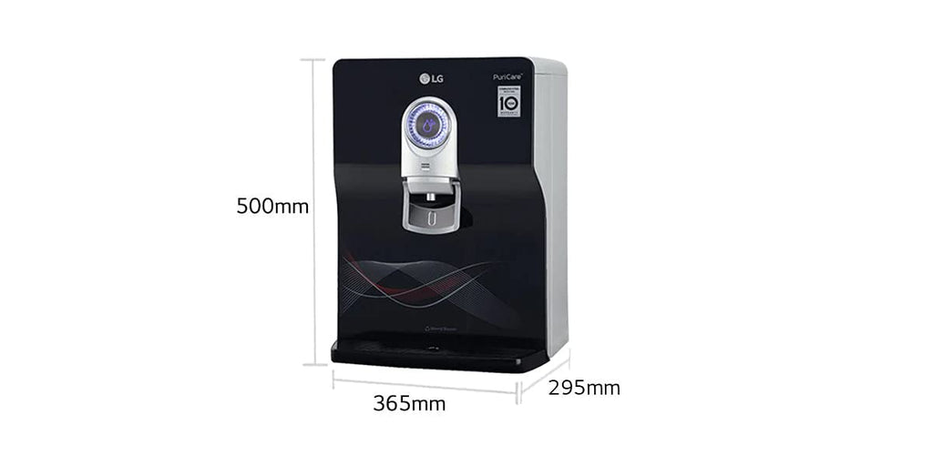 LG WW184EPB 8L RO+UV+UF+Mineral Booster Water Purifier with Stainless Steel Tank, Smart Display, Wall Mount & Countertop Installation (Black)