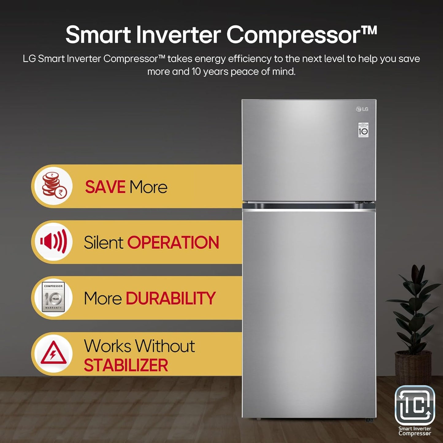 LG GL-S422SPZX 398L 3 Star Frost-Free Double Door Refrigerator (Convertible, Smart Inverter, Express Freeze, Shiny Steel)
