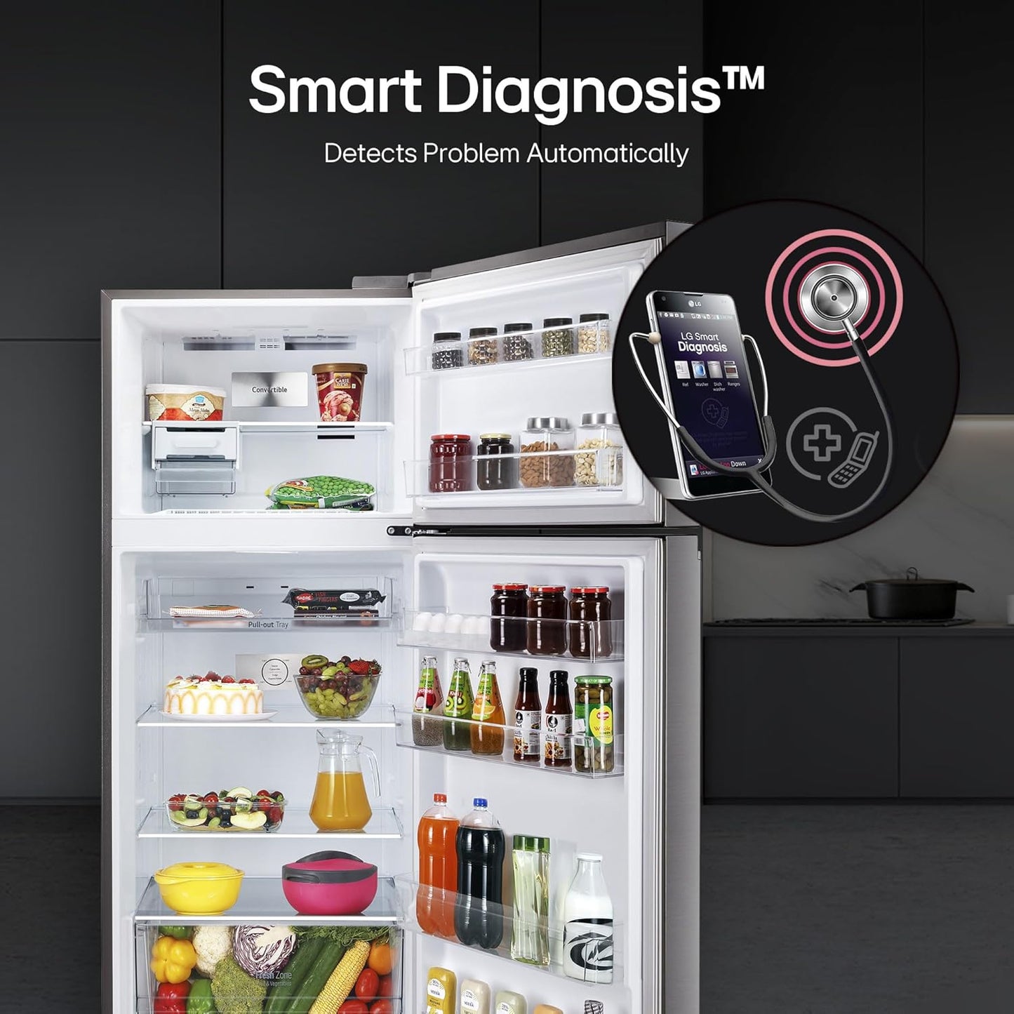 LG GL-S422SPZX 398L 3 Star Frost-Free Double Door Refrigerator (Convertible, Smart Inverter, Express Freeze, Shiny Steel)