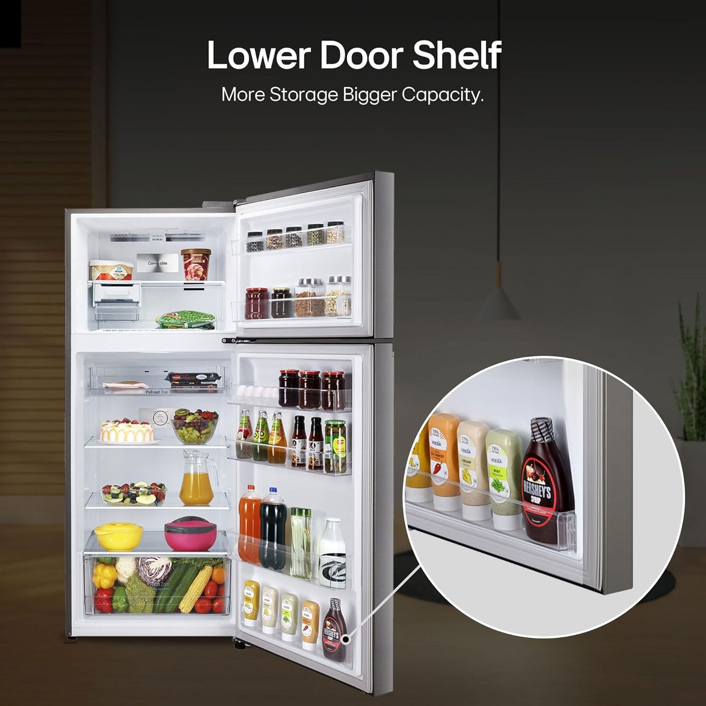 LG GL-S422SPZX 398L 3 Star Frost-Free Double Door Refrigerator (Convertible, Smart Inverter, Express Freeze, Shiny Steel)