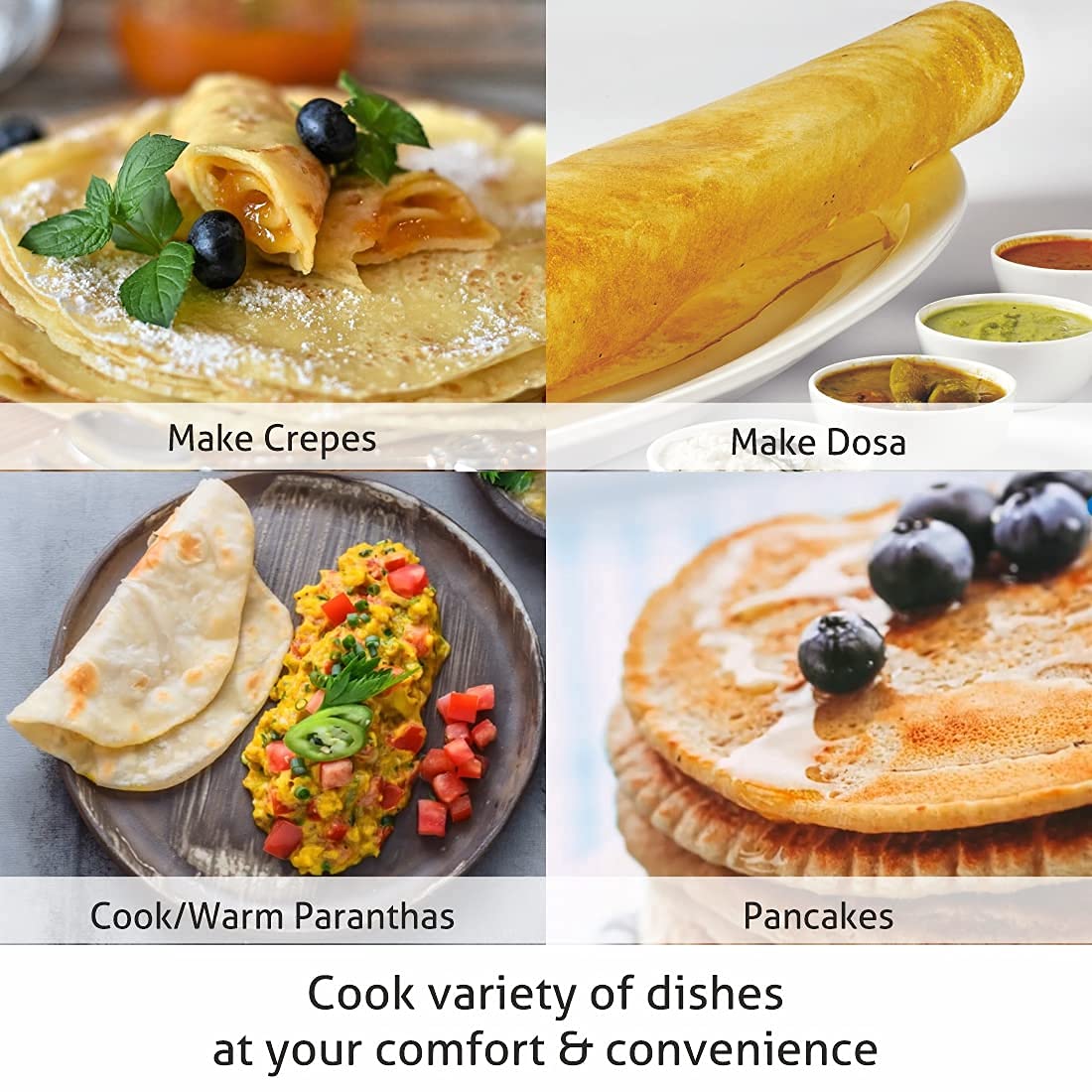Glen SA-3038N Electric Dosa Maker (1000W, Black) | Adjustable Temperature | Non-Stick Coating | Suraj Electronics Delhi NCR