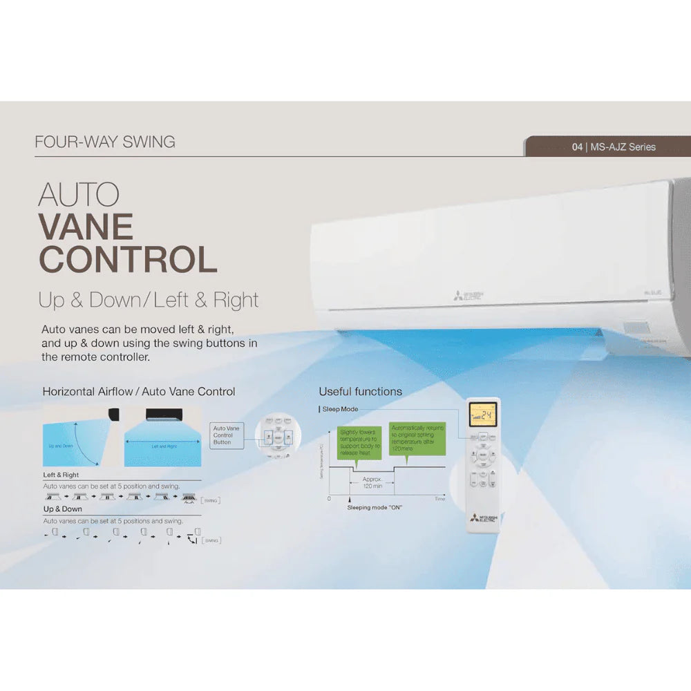 Mitsubishi MS-AJZ13VF-DA1, 1.0 ton 2 Star Non-Inverter Split Air Conditioner