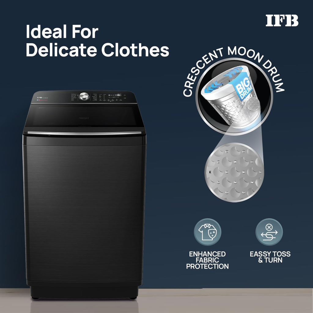 IFB TL121BL4SN 12 Kg 5 Star AI Powered Fully Automatic Top Load Washing Machine (2025 Model, DeepClean®, PowerSteam®, Inbuilt Heater, Black VCM)