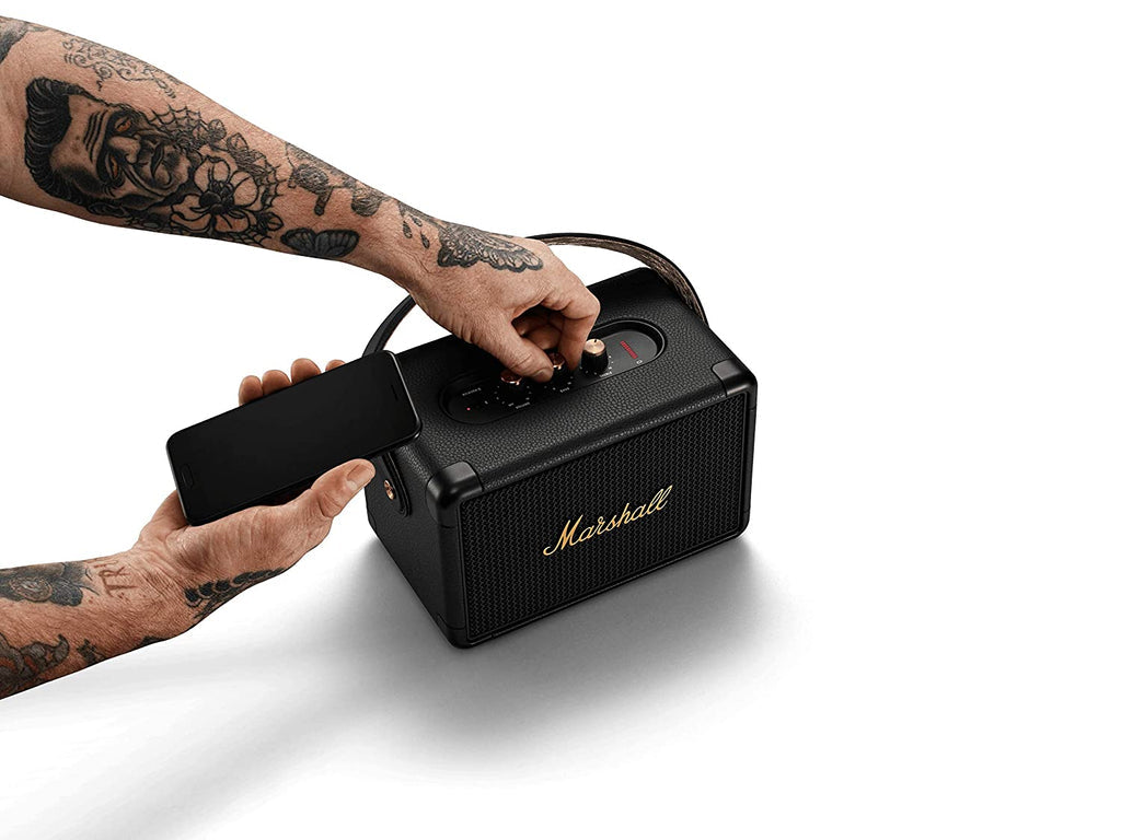 Marshall Kilburn II Portable Bluetooth Speaker (Black & Brass) | 20+ Hours Playtime | Multi-Directional Sound | IPX2 Water Resistant | Bluetooth 5.0 aptX | Premium Rugged Design