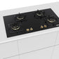 Bosch PNF9B6G20I Built in Gas Hob Black Tempered glass Glass 4 Burner Auto Ignition 90 cm Full Brass 3D Ring Burners with Matt Black Heat Shields & Cast Iron pan supports