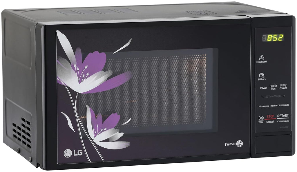 LG MS2043BP 20L Solo Microwave Oven (Black, Polished Finish) with i-Wave Technology, Anti-Bacterial Cavity, 44 Auto Cook Menus & Child Lock – Ideal for Reheating, Defrosting & Healthy Cooking