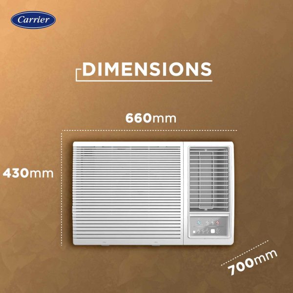 Carrier 19K ESTRELLA FXI (CIW19EC5R35F0) 1.5Ton 5 Star Window Inverter AC (Copper, Dust Filter & Turbo Mode, White)