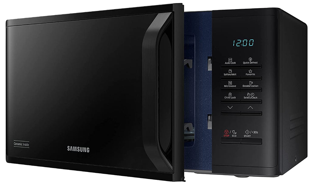 Samsung MS23A3513AK/TL 23L Solo Microwave Oven (Black, Ceramic Enamel, Quick Defrost, AutoCook, ECO Mode, Child Lock)