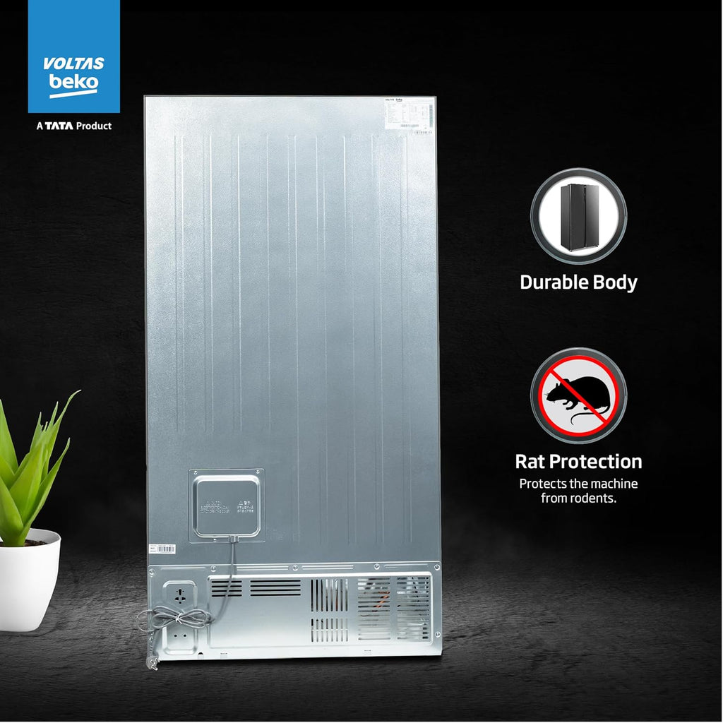 Voltas Beko RSB495/FPV300RXID 472 L Inverter Frost Free Side-by-Side Refrigerator (Inox Steel) with ProSmart Compressor, Multi Airflow & Electronic Temperature Control
