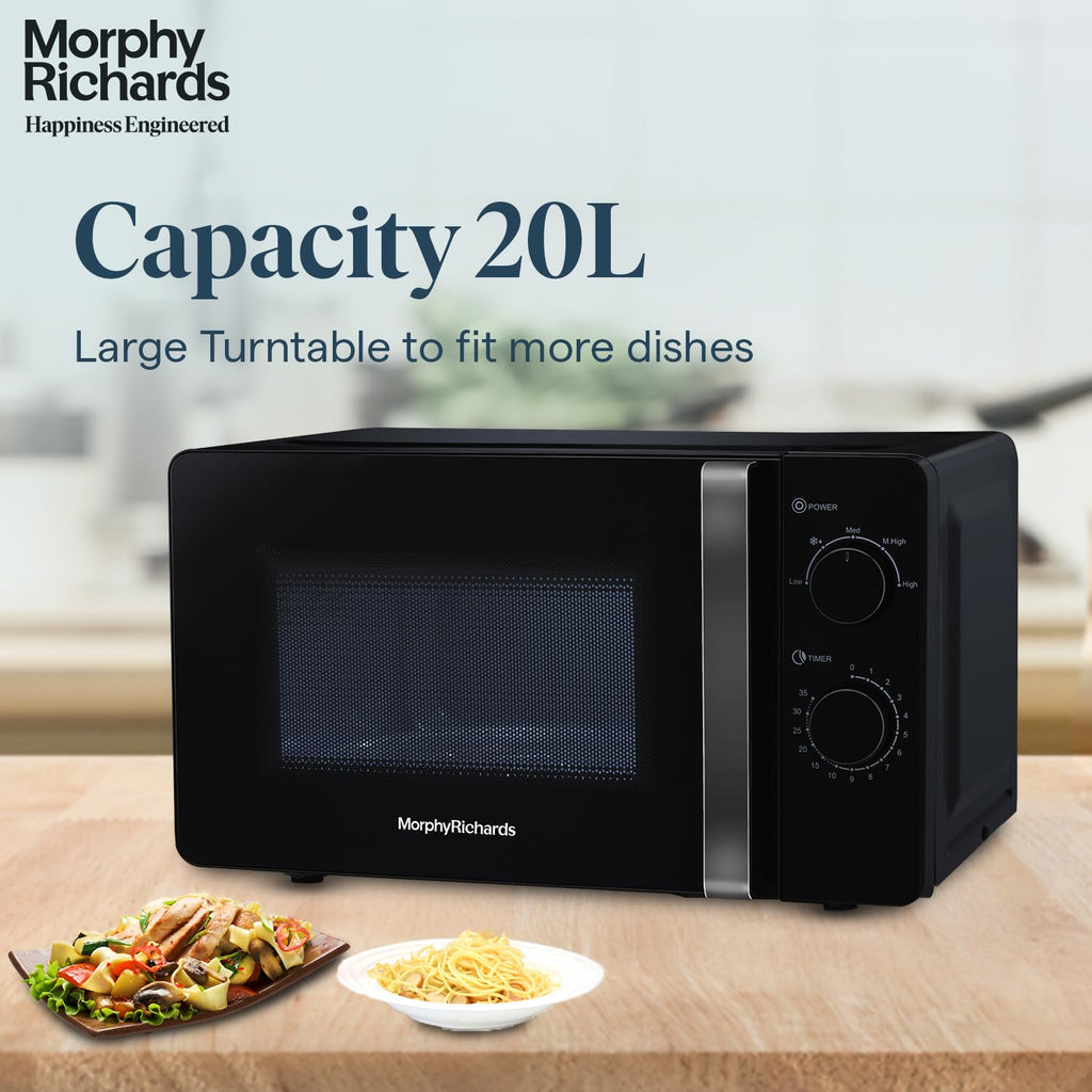 Morphy Richards 20MWS 20 Litres Solo Microwave Oven with Large Turntable Black