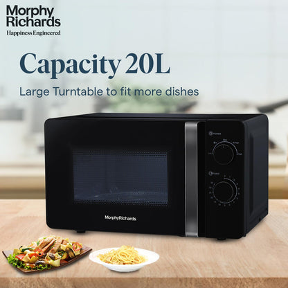 Morphy Richards 20MWS 20 Litres Solo Microwave Oven with Large Turntable Black