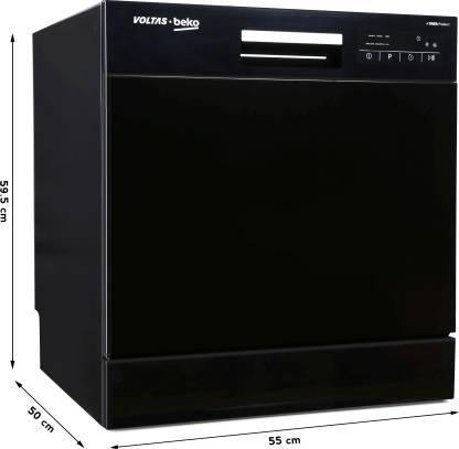 Voltas Beko DT8B 8 Place Table Top Dishwasher (Black, 6 Wash Programs, Low Noise, Compact Design)