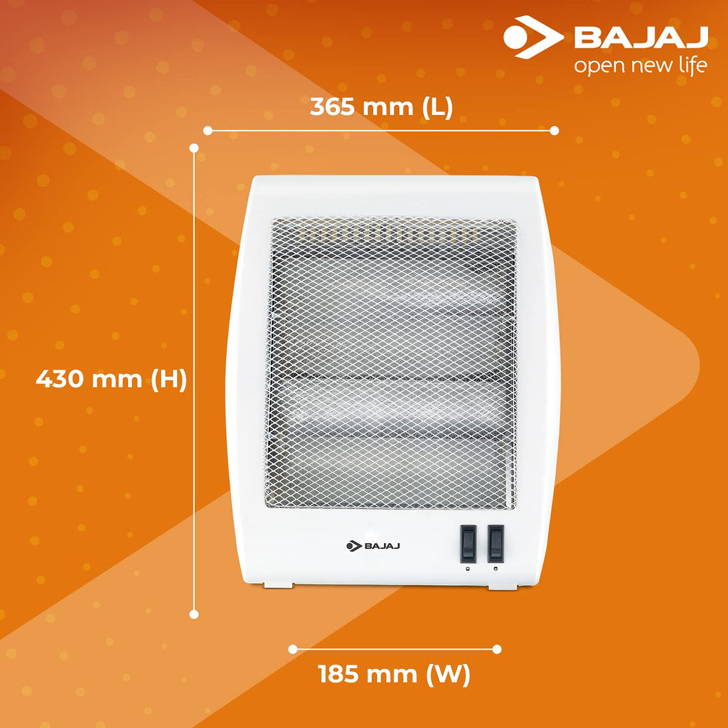 Bajaj RHX-2 800-Watt Room Heater with Dual Heat Settings, Tip-Over Protection & ISI Certification – White | Noiseless Convection Heating | 2-Year Warranty