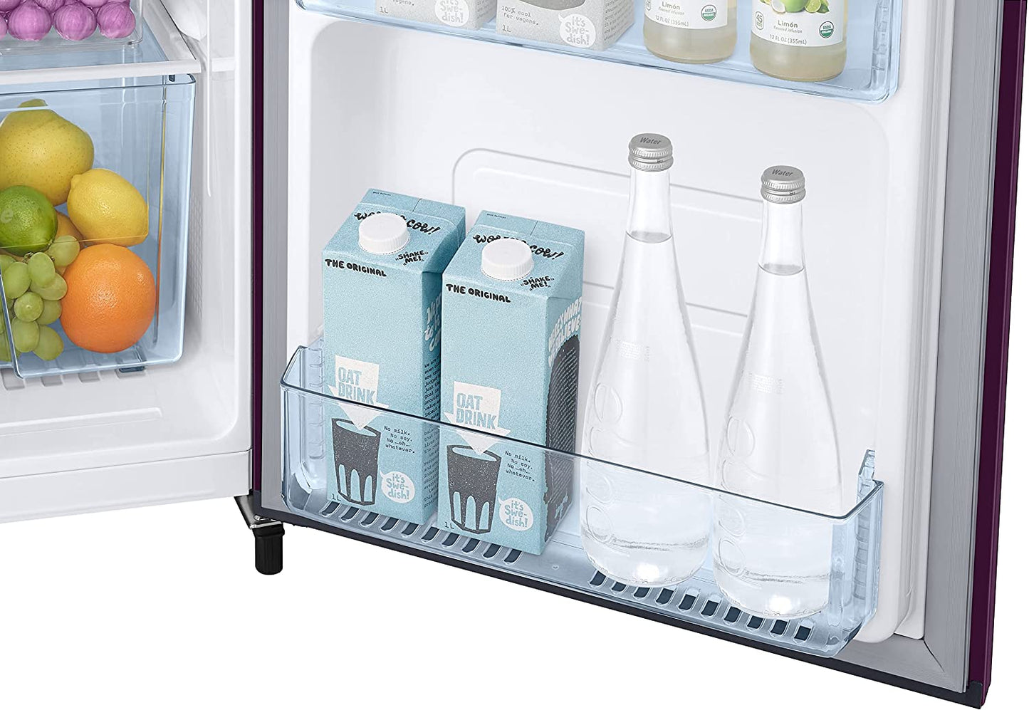Samsung RR20C2723CR/NL 184L 3 Star Single Door Refrigerator | Direct Cool | Digital Inverter Compressor | Camellia Purple | Base Drawer | Toughened Glass Shelves | 20-Year Warranty | Made in India