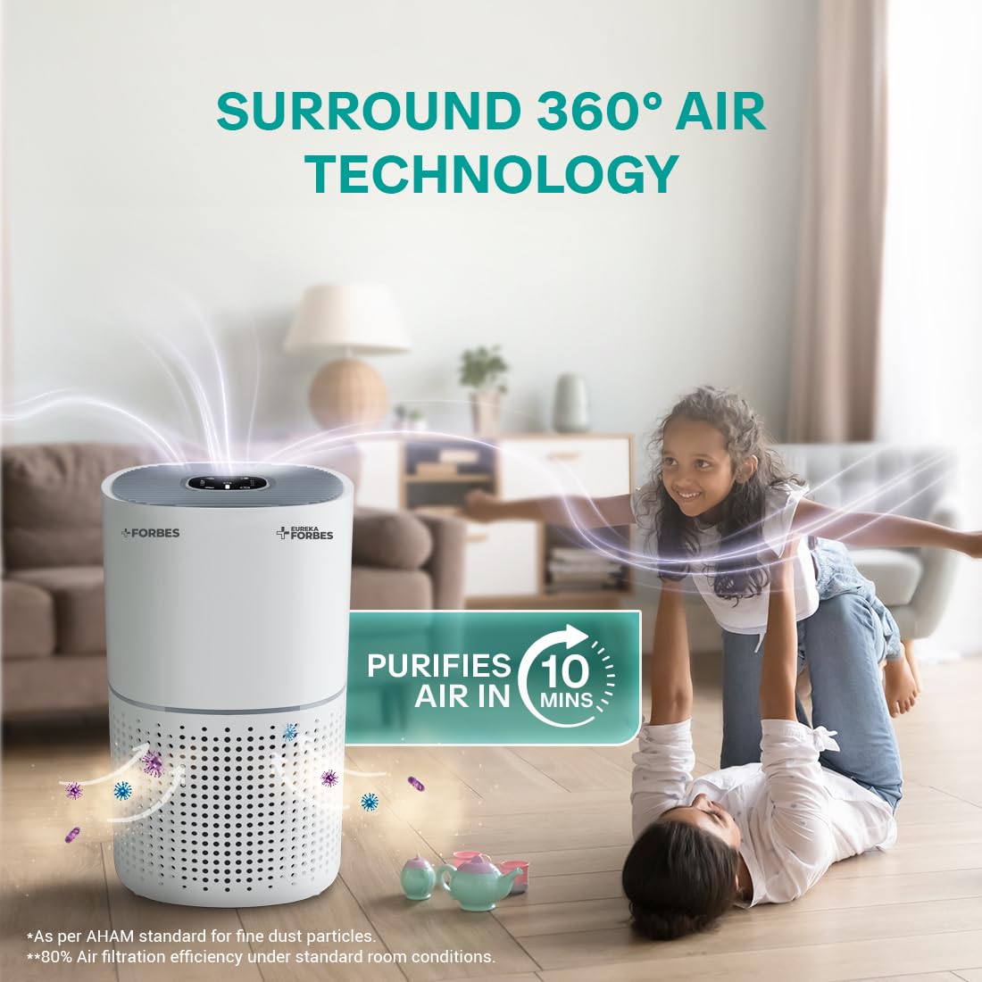 Forbes Air Purifier 270 with True HEPA H13 | 360° Air Intake | 365 Sq Ft