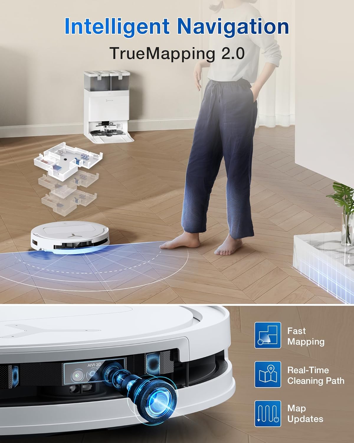 ECOVACS Deebot T50 Pro Omni | 15,000 Pa Suction Robot Vacuum &amp; Mop | AI Smart Mapping | Omni Self-Cleaning Station | Suraj Electronics