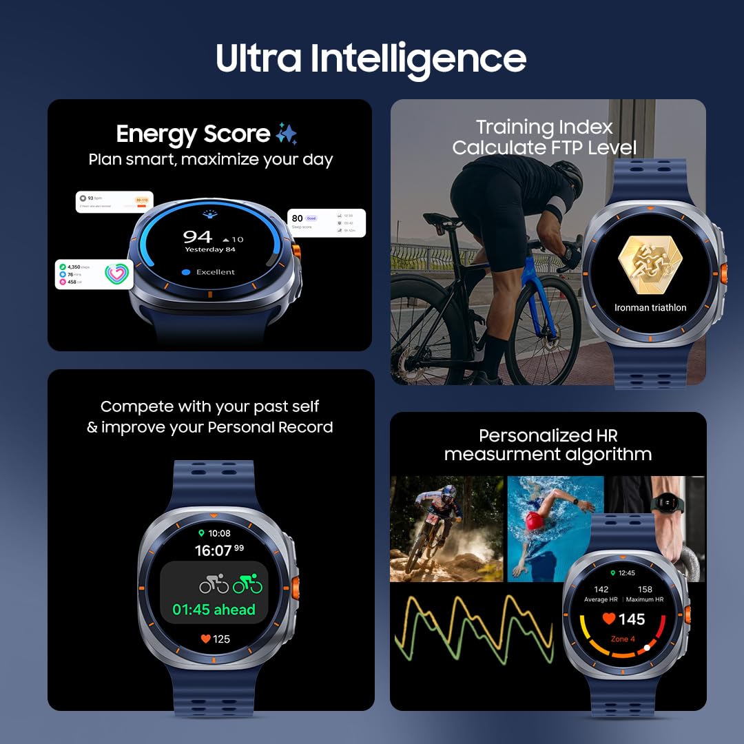 Samsung Galaxy Watch Ultra (47mm, LTE, Titanium Blue) with Upto 100h Battery | 3nm Processor | Dual GPS | Quick Button/Siren | Sapphire Glass | 10ATM & IP68 | BP & ECG Monitor | Energy Score & Ages