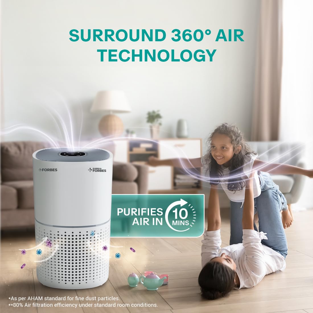 Eureka Forbes Air Purifier 230 | True HEPA H13 Filter | 360° Air Intake | Removes 99.97 % PM2.5, Dust &amp; Allergens | Covers 310 Sq Ft | Suraj Electronics