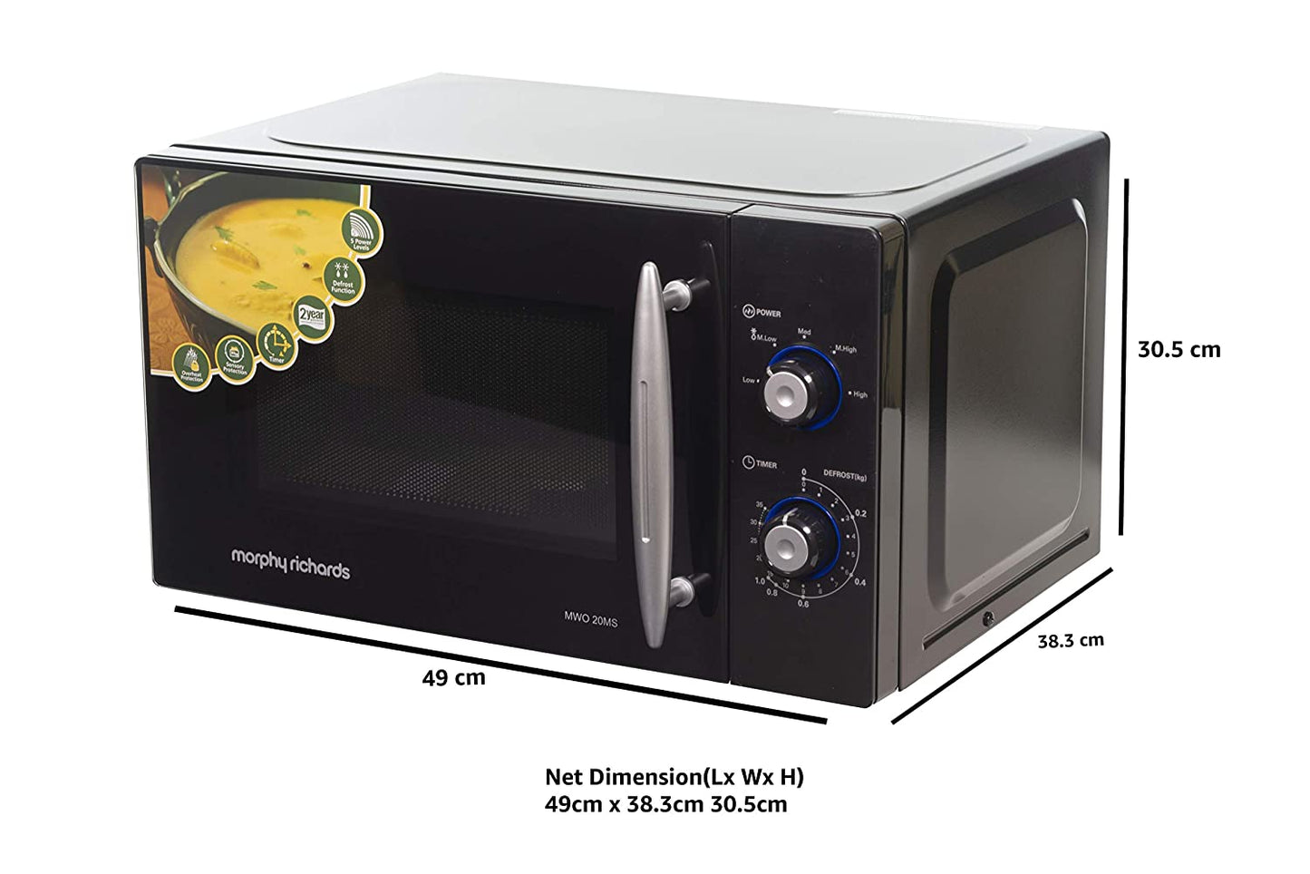 Morphy Richards 20 MS 20 L Solo Microwave Oven Black | 5 Power Levels | Mirror Finish | Suraj Electronics Delhi NCR