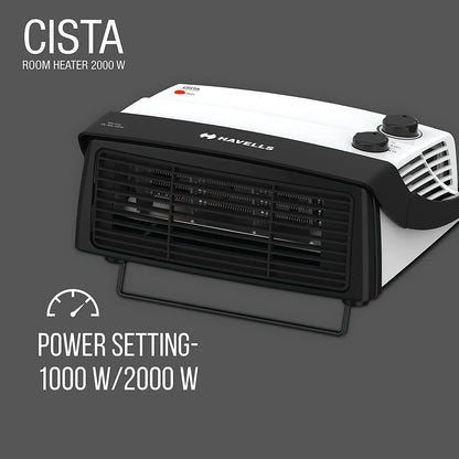 Havells Cista Room Heater, White, 2000 Watts GHRFHAYW200