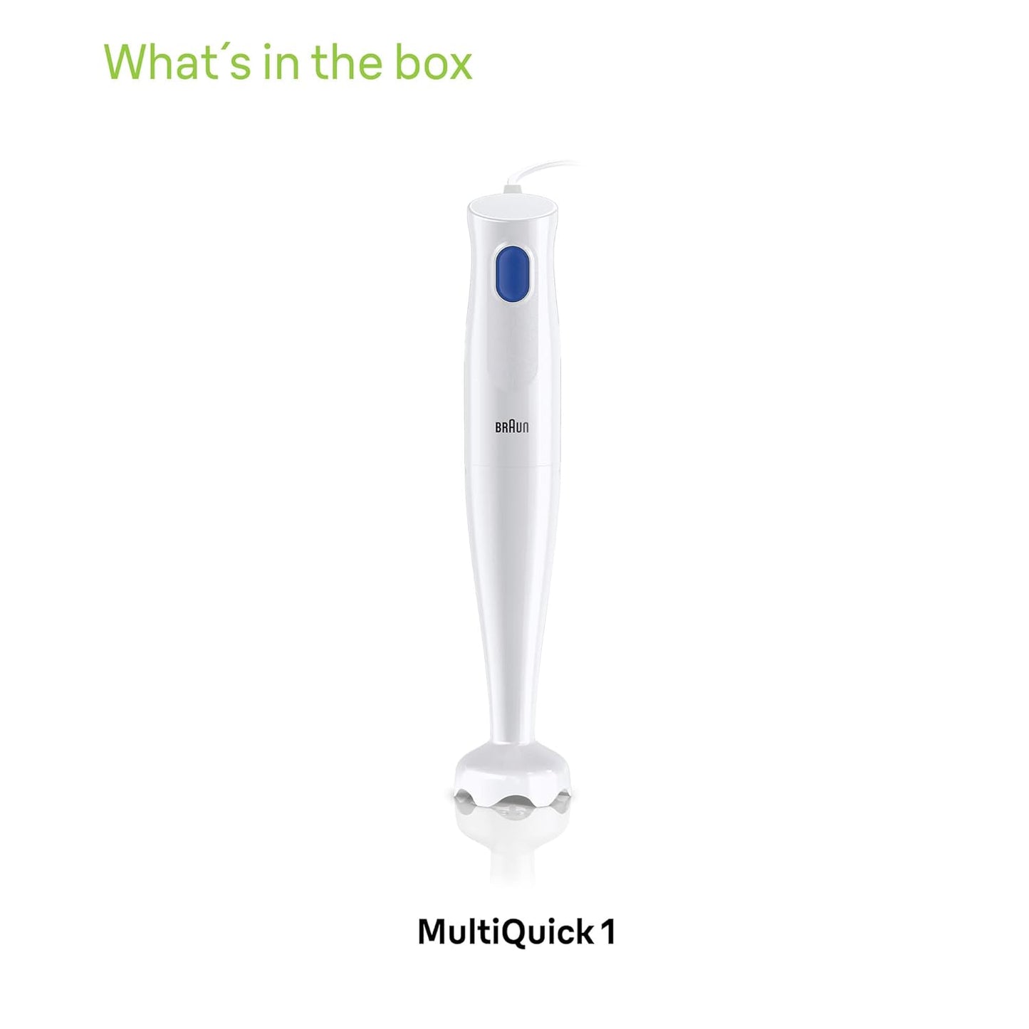Braun MQ10.000PWH MultiQuick 1 Hand Blender | 450W Motor | Stainless Steel Blades | BPA-Free | Suraj Electronics Delhi NCR