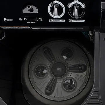 LG P8535SLMZ 8.5 Kg 5 Star Semi Automatic Top Load Washing Machine | Roller Jet Pulsator | Soak & Wind Jet Dry | 1400 RPM | Rat Away | Full Black