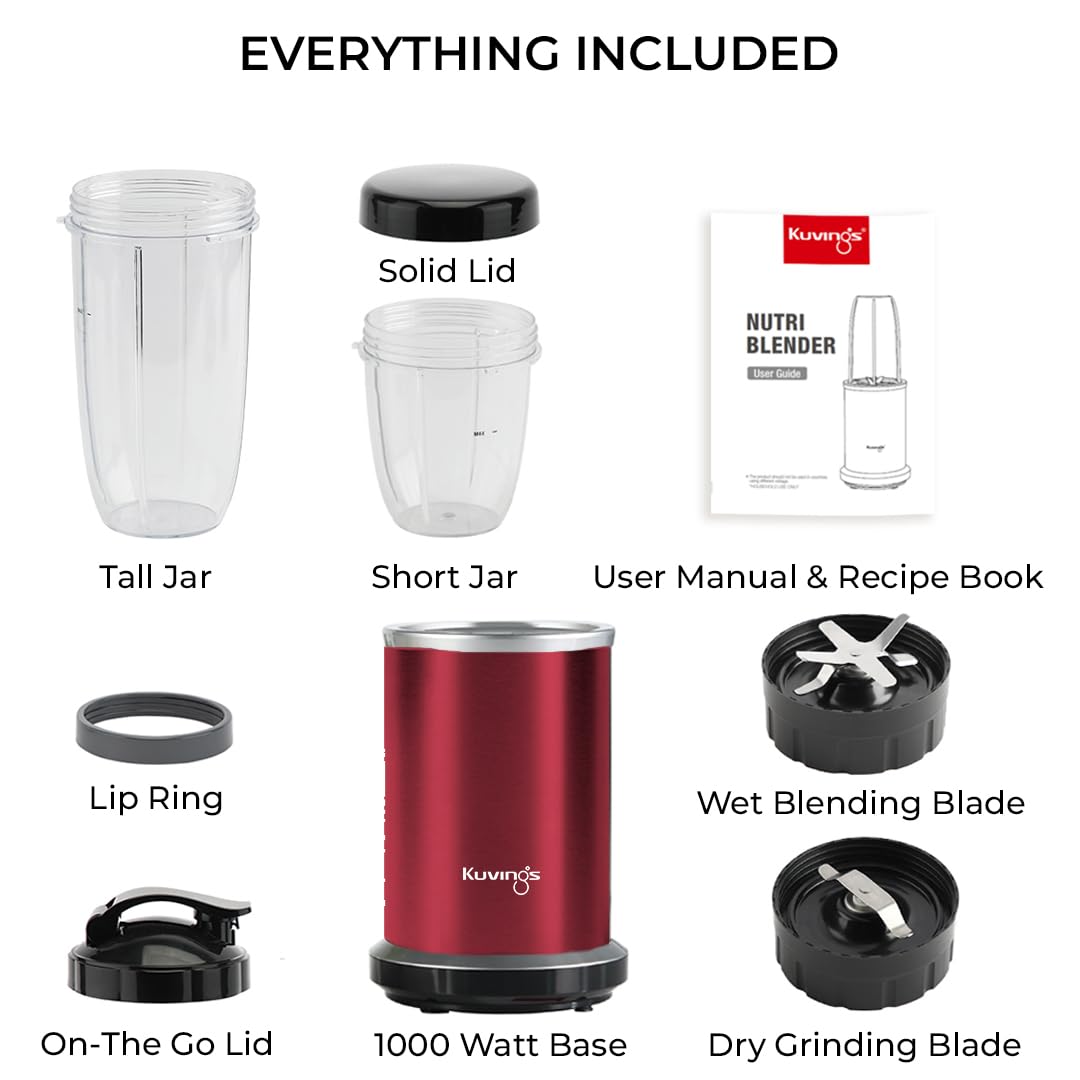 Kuvings Nutri Blender Pro Ferrari Red | 1000W Blender | 7-Year Warranty | Wet &amp; Dry Blades | Suraj Electronics Delhi NCR