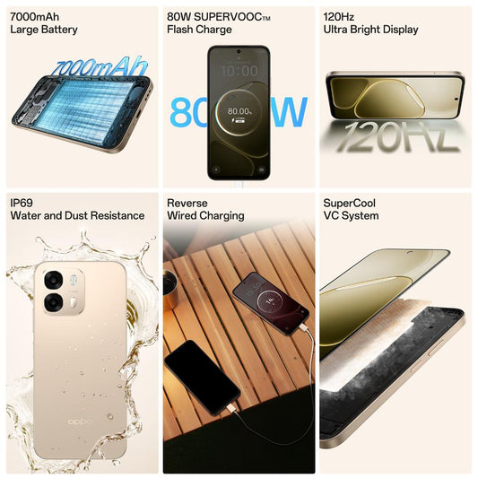 OPPO A6 Pro 5G 256 GB, 8 GB RAM, Cappuccino Brown, Mobile Phone