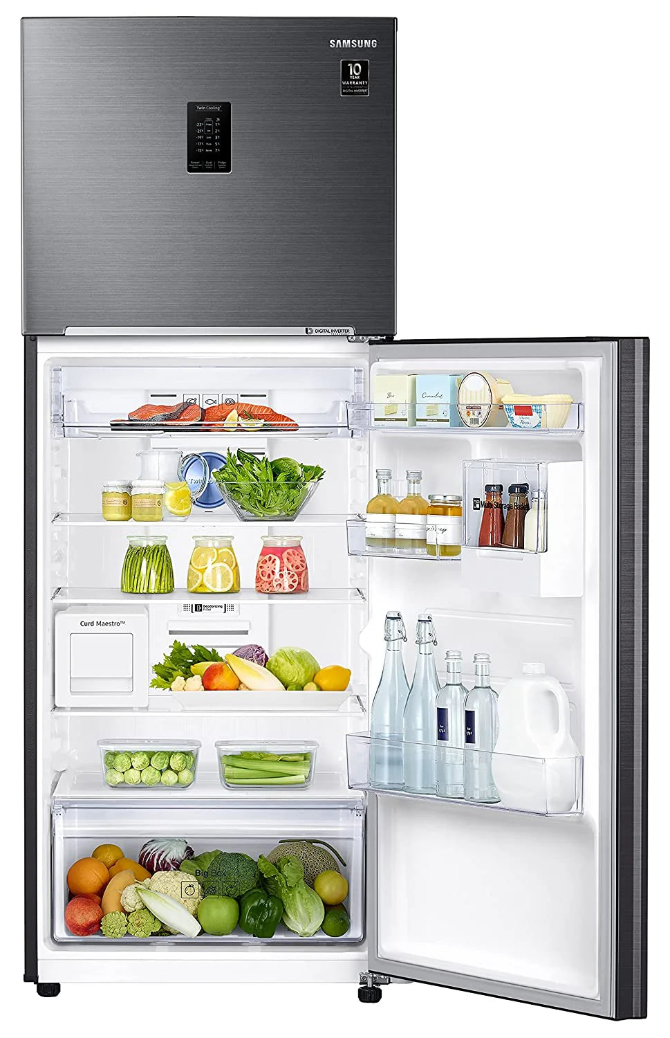 Samsung RT42C5C52BS/HL 376L 2 Star Inverter Frost-Free Convertible 5 In 1 Curd Maestro Double Door Refrigerator (Black Inox)