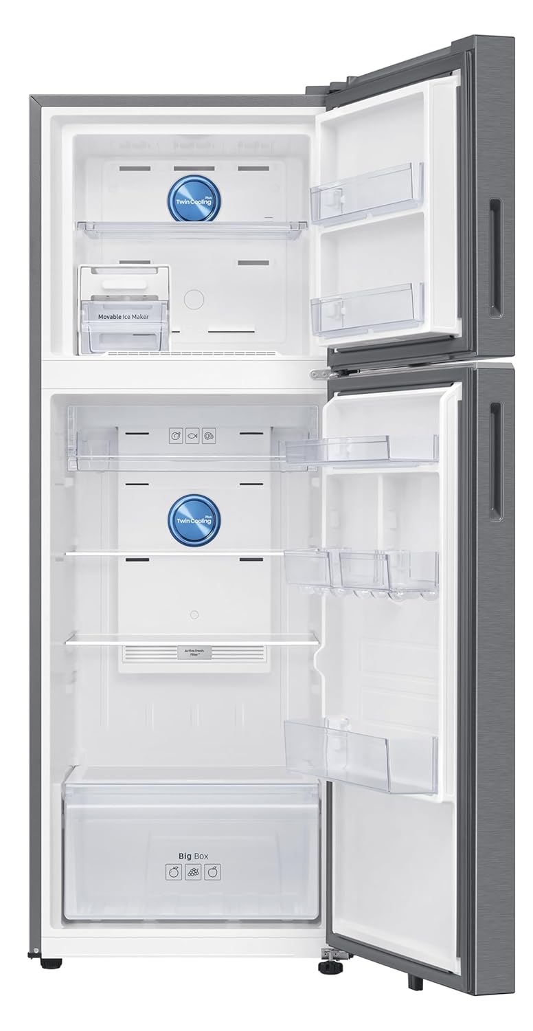 Samsung RT34DG5A4DSLHL 330 L, 3 Star, Convertible 5-in-1, Digital Inverter, Frost Free Double Door, WiFi Enabled Bespoke AI Refrigerator ( Real Steel, Silver)