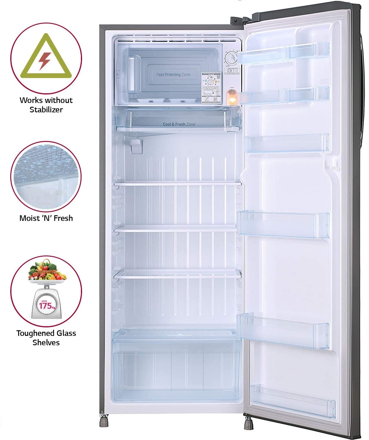 LG GL-B281BPZX 261 L 3 Star Inverter Direct Cool Single Door Refrigerator( Shiny Steel, Fast Ice Making , Gross Volume 270 L)