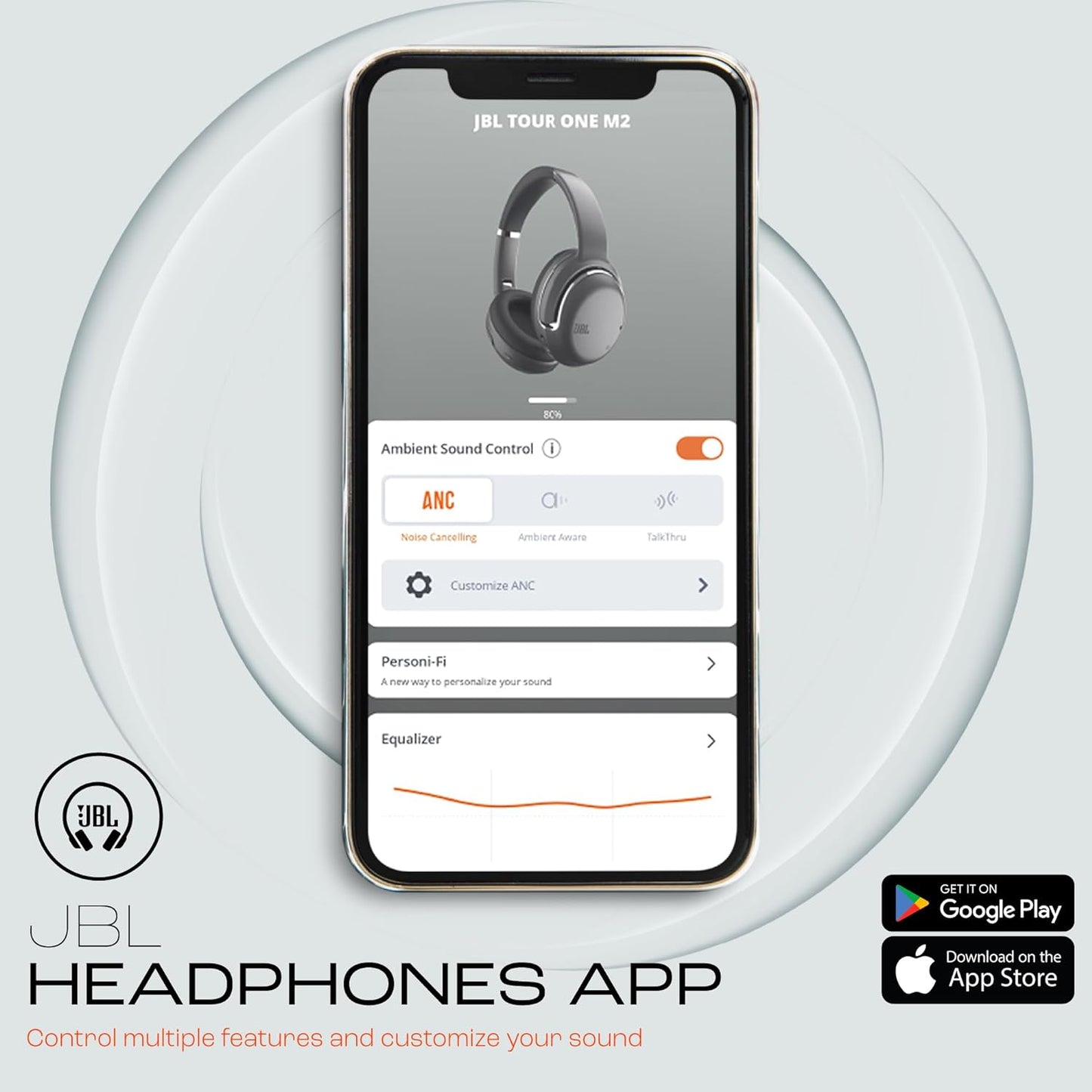 JBL Tour One M2 Adaptive Noise Cancelling Over-Ear Headphones with Hi-Res Audio, Spatial Sound, 50Hrs Battery, Quick Charge, Bluetooth 5.3 LE, Multi-Point Connectivity, Built-in Alexa – Black | Suraj Electronics