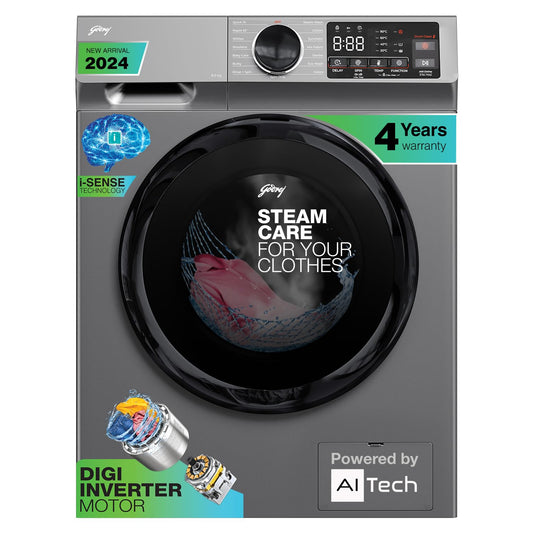 Godrej WFEON CEL 9014 IEBT SLSR 9 Kg 5 Star AI Tech Front Load Washing Machine | Steam Wash | 1400 RPM | Inverter Motor | Buy @ Suraj Electronics Delhi NCR