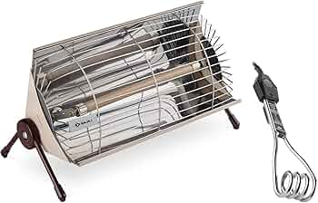 Bajaj Minor Radiant Room Heater 1000W PedestalHeater For Winter|Electric Heater ForRoom|Stainless Steel Heat Reflector|Nickel Chrome