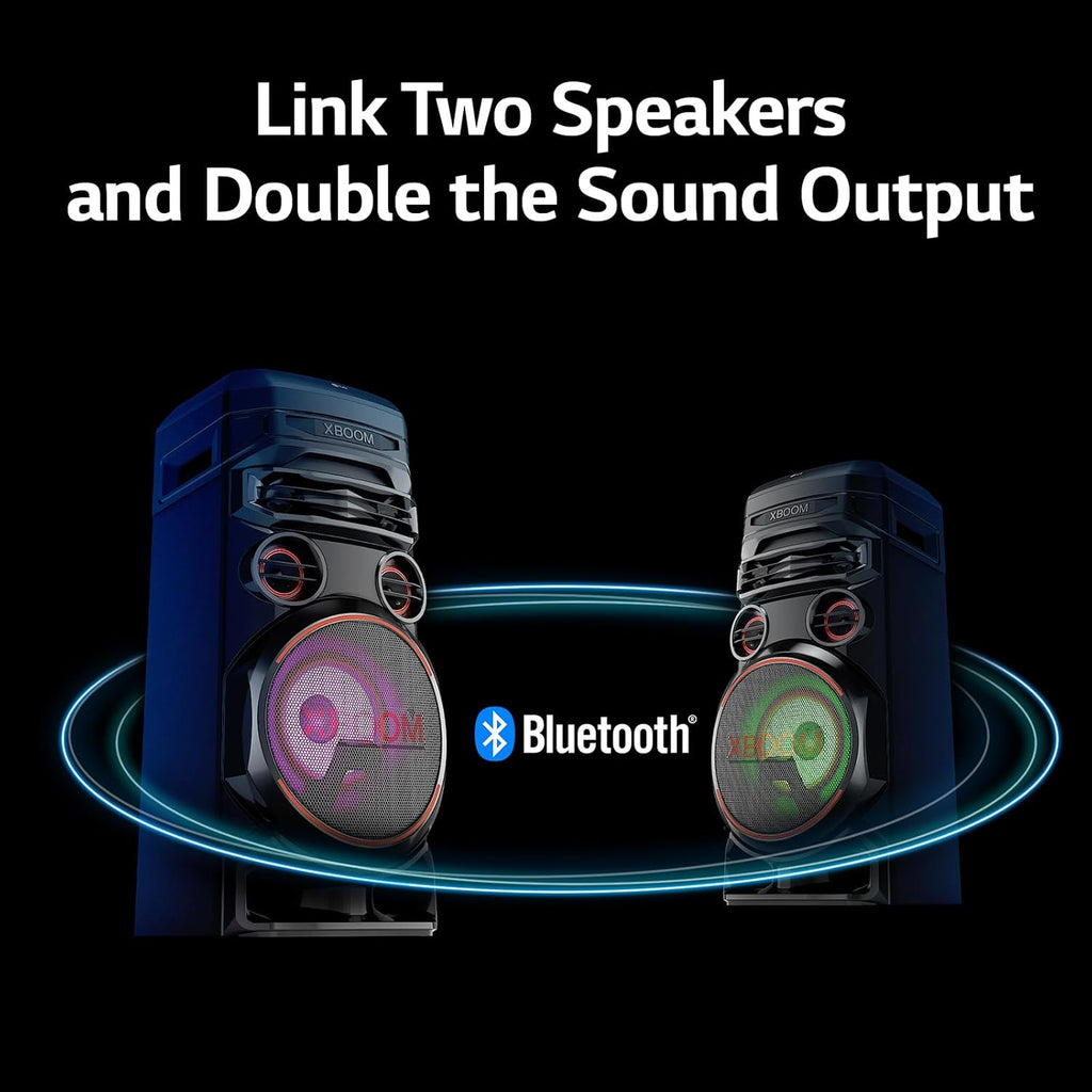 LG XBOOM RNC7 Party Speaker, Multi Color Lighting, Karaoke Feature, 1 Mic + 1 Guitar Input, Wireless Party Link, USB, Bluetooth Connection, XBOOM App