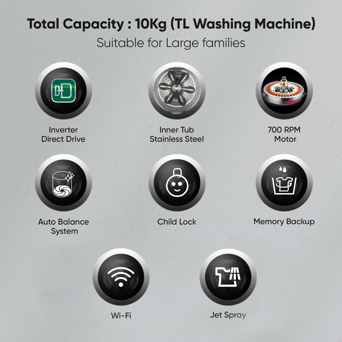 LG THD11NWM 11 Kg 5 Star Inverter Wi-Fi Fully-Automatic Top Load Washing Machine ( Middle Black, AIDD Technology)