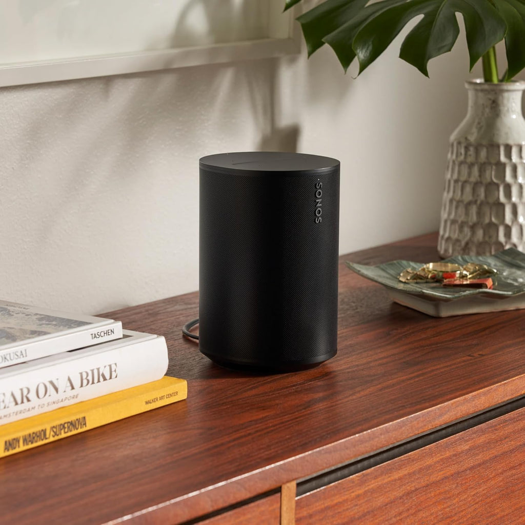 Sonos Era 100 Smart Speaker – Wi-Fi & Bluetooth, Dual Tweeter Stereo, Deep Bass, Trueplay Tuning | Black | 24-Hour Delivery in Delhi NCR