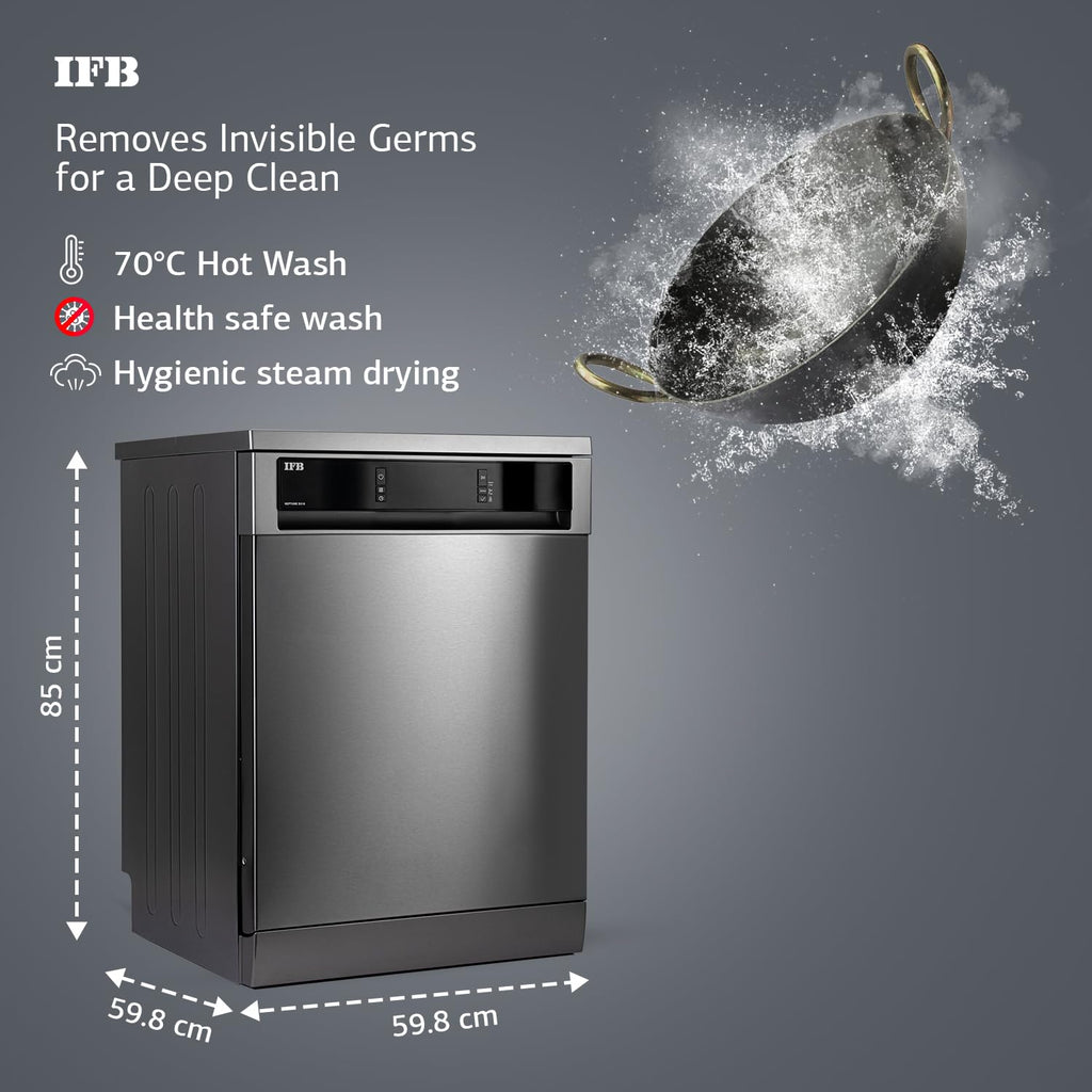 IFB Neptune SX16 16 Place Setting Dishwasher | Ion Tech | Auto Door Opening | 360° Spray Arms | 70°C Hot Wash